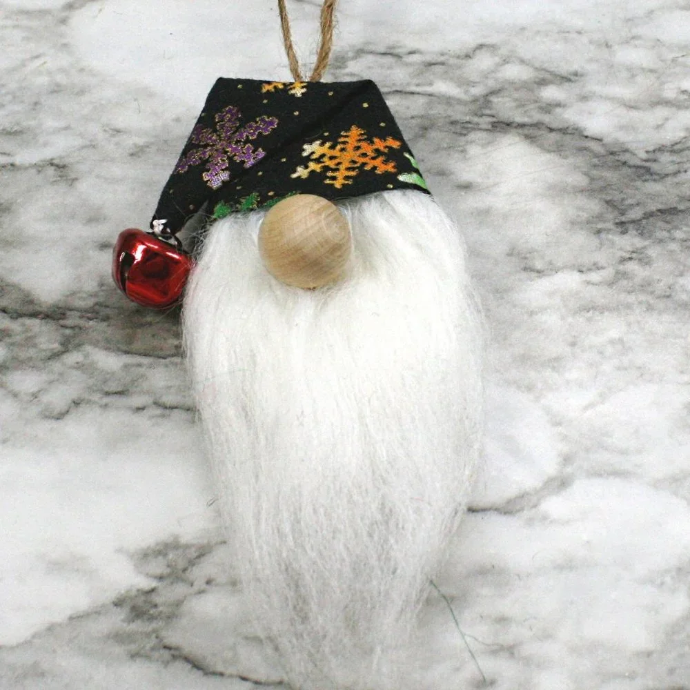 HAND CRAFTED Gnome Christmas Ornaments Set of 3 - Colorful Snowflakes